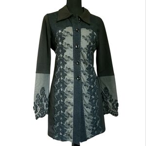 Gretty Zueger Embroidered Floral Lace Button Up Jacket Sz S